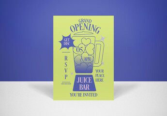 Lime Flat Design Juice Bar Invitation