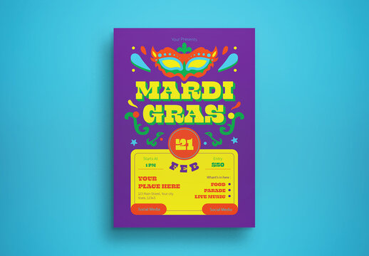 Purple Modern Mardi Gras Flyer Layout
