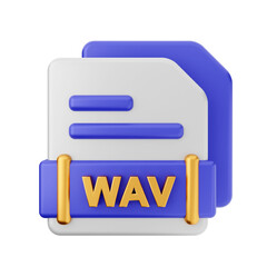 3d file type format wav icon illustration