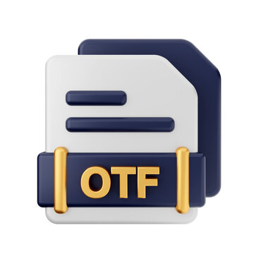 3d file type format otf icon illustration