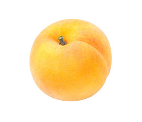 Fototapeta na wymiar Sweet Yellow Peach fruit with leaf on white background, Fresh Peach on White Background PNG File.