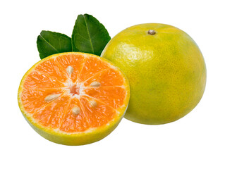 Mandarin Orange fruit  on white background, Fresh Tangerine Orange on white PNG File.