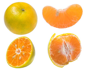 Mandarin Orange fruit  on white background, Fresh Tangerine Orange on white PNG File.