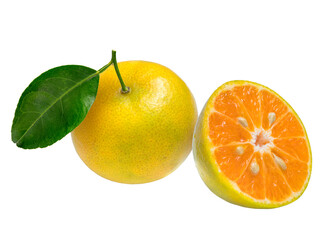 Mandarin Orange fruit  on white background, Fresh Tangerine Orange on white PNG File.