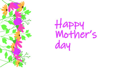 Happy Mother's Day card or banner with flowers. Vector illustration.