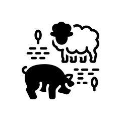 Black solid icon for livestock