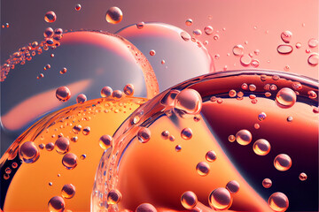 Clear liquid cosmetic product. Gel texture with bubbles, skin care prodict, Close up, Macro