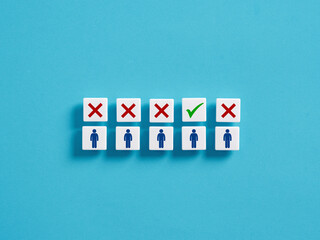 Selecting the best candidate suitable for the job. Interview results success. Employment, hiring and recruitment. Business human resources.