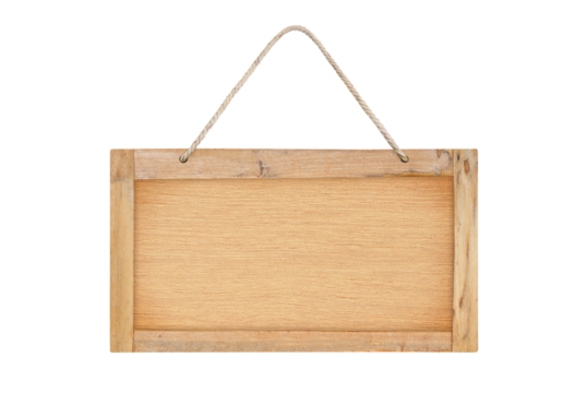 wooden sign with rope isolated on white with clipping path