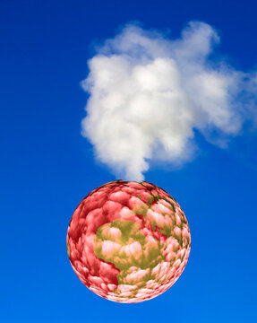 Earth venting smoke, conceptual illustration