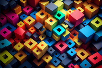 Fototapeta premium Abstract background of colored cubes, Illistration