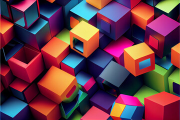 Abstract background of colored cubes, Illistration