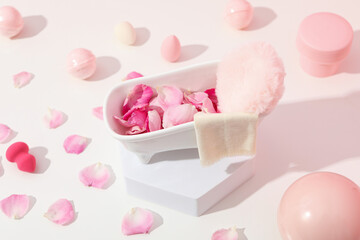 Concept of cosmetic and beauty care accessories