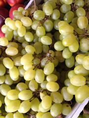 Bunches of big green grape on the market in Croatia.