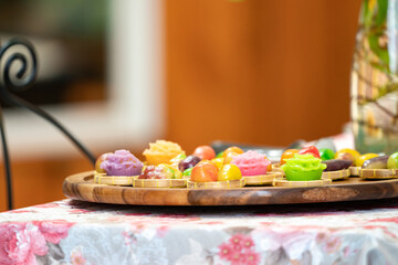 Obraz na płótnie Canvas LookChoop is a Fruit Shaped Mung Beans, Thai sweet applied vintage and modern shape.