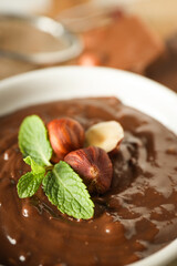 Concept of sweet food, tasty chocolate cream