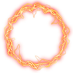 isolated orange lightning circle frame