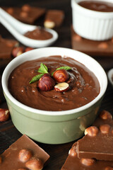 Concept of sweet food, tasty chocolate cream