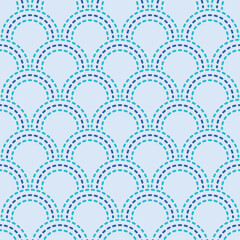Japanese Circle Line Wave Vector Seamless Pattern