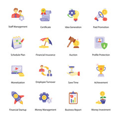 Collection of Administration Flat Icons 

