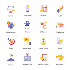 Set of Admin Services Flat Icons