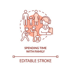 Spending time with family terracotta concept icon. Parent teen conflict area abstract idea thin line illustration. Isolated outline drawing. Editable stroke. Arial, Myriad Pro-Bold fonts used