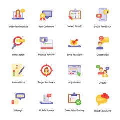 Collection of Customer Survey Flat Icons 

