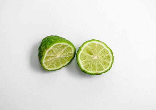 Kaffir lime or jeruk purut isolated on white background