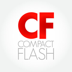 CF - Compact Flash is a flash memory mass storage device used mainly in portable electronic devices, acronym text concept background