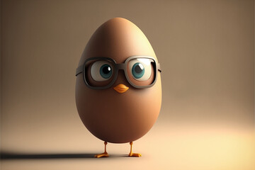 Fototapeta premium Cute egg Eye glasses Character, Generative AI