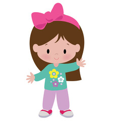 Cute little girl vector cartoon illustration