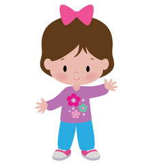 Cute little girl vector cartoon illustration