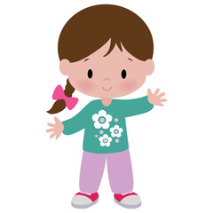 Obraz premium Cute little girl vector cartoon illustration