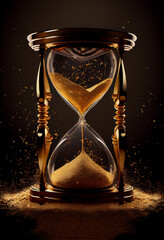 Hourglass sitting in the middle of dark background