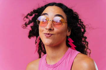 Creative studio portrait of beautiful hispanic woman with diastema - Cool, modern and unique female...