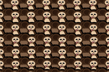 Seamless pattern with alien animal in cut out paper style. Cartoon bear with big ears. Art for children room. Website banner for children's shop. Wallpaper print with exotic animal. 