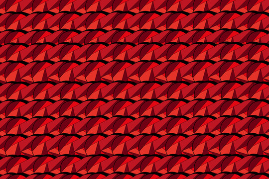 Seamless pattern with mosaic red viva magenta heart. Creative background with red hearts. Wallpaper and fabric print. Valentines day concept. Hipnotize effect backdrop.