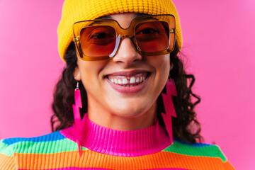 Creative studio portrait of beautiful hispanic woman with diastema - Cool, modern and unique female...