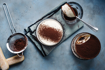 chocolate cake and coffee tiramisu dessert