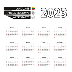 2023 calendar in Lithuanian language, week starts from Sunday.