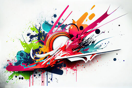 Wild colorful abstract graffiti spray paint background (Generative AI)