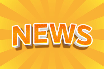 News Headline 3d Text Effect Vector Illustration Editable File. Yellow Design and Background.
