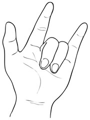 Hand Drawn Sketch of Hand Signs Gestures or Body  Language.
