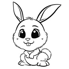 Vector illustration of cartoon cute rabbit - Coloring book for kids