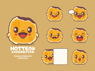 Fototapeta premium Hotteok cartoon character korean food vector illustration