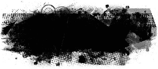 Glitch distorted geometric shape . Noise destroyed logo . Trendy defect error shapes . Glitched frame .Grunge textured . Distressed effect .Vector shapes with a halftone dots screen print texture.