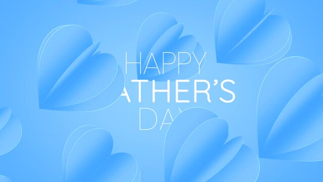 Happy father's day with blue and turquoise heart international father's day. Seamless motion design - 4K Seamless Loop