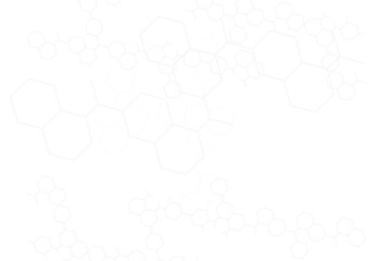 Structure molecule science background. Abstract scientific hexagon network. White concept design vector.