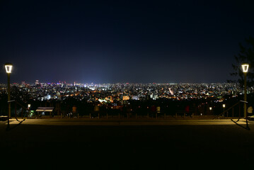 Fototapeta na wymiar 旭山記念公園から眺める札幌の夜景