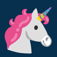 Unicorn vector icon flat emoji illustration. Isolated unicorn sign convey whimsy, fantasy, uniqueness, specialness, peace, love label  LGBTQ community, startups symbol. 